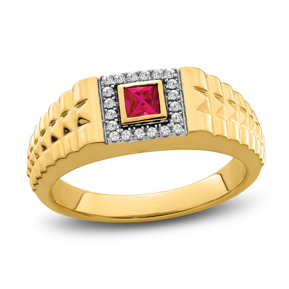 Men's Natural Ruby Ring 1/8 ct tw Round 14K Yellow Gold yNmE2jH7 Men's Natural Ruby Ring 1/8 ct tw Round 14K Yellow Gold yNmE2jH7