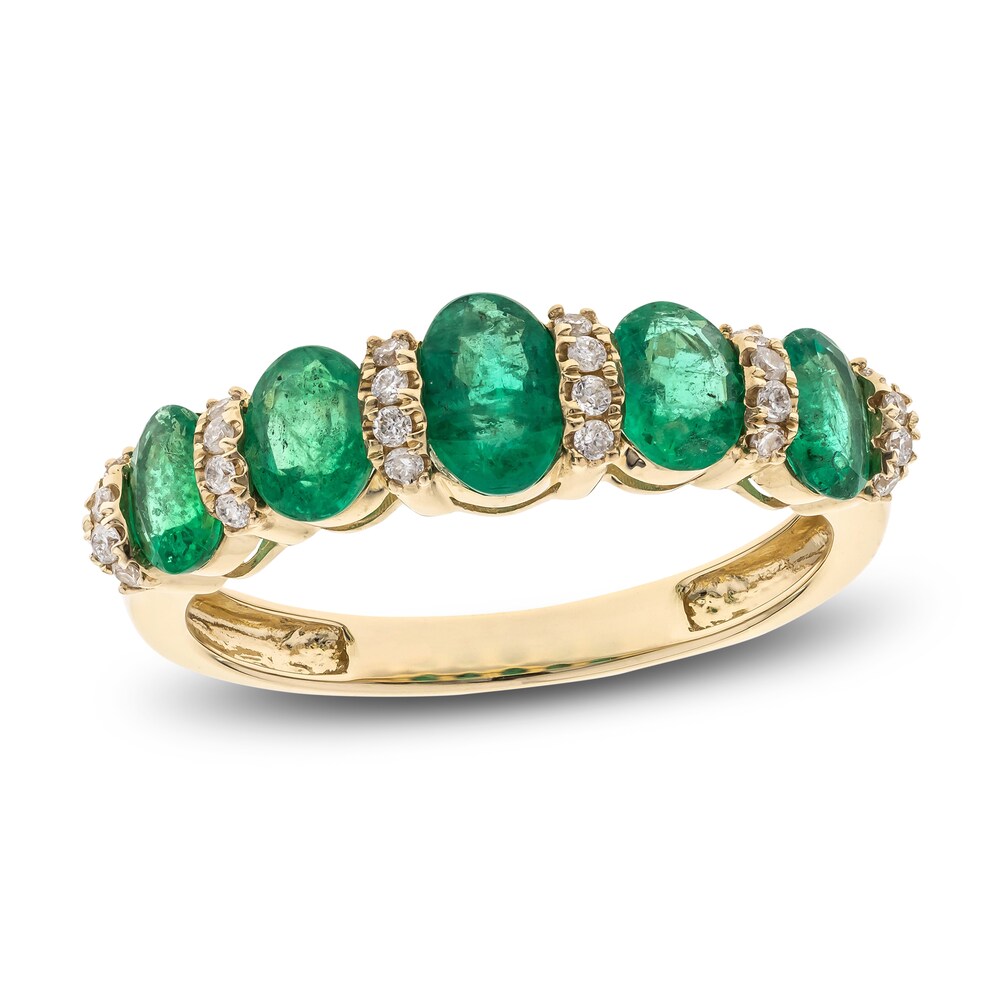 Natural Emerald Ring 1/8 ct tw Diamonds 14K Yellow Gold yOv6NXCV Natural Emerald Ring 1/8 ct tw Diamonds 14K Yellow Gold yOv6NXCV