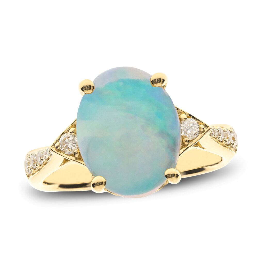 Natural Opal Ring 1/5 ct tw Diamonds 14K Yellow Gold yQ8l9UIv Natural Opal Ring 1/5 ct tw Diamonds 14K Yellow Gold yQ8l9UIv