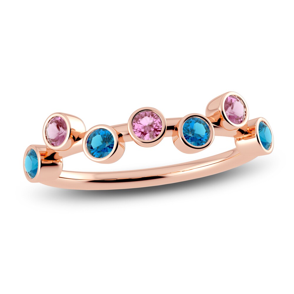 Juliette Maison Natural Pink Tourmaline & Natural Blue Zircon Ring 10K Rose Gold yg2hW403 Juliette Maison Natural Pink Tourmaline & Natural Blue Zircon Ring 10K Rose Gold yg2hW403