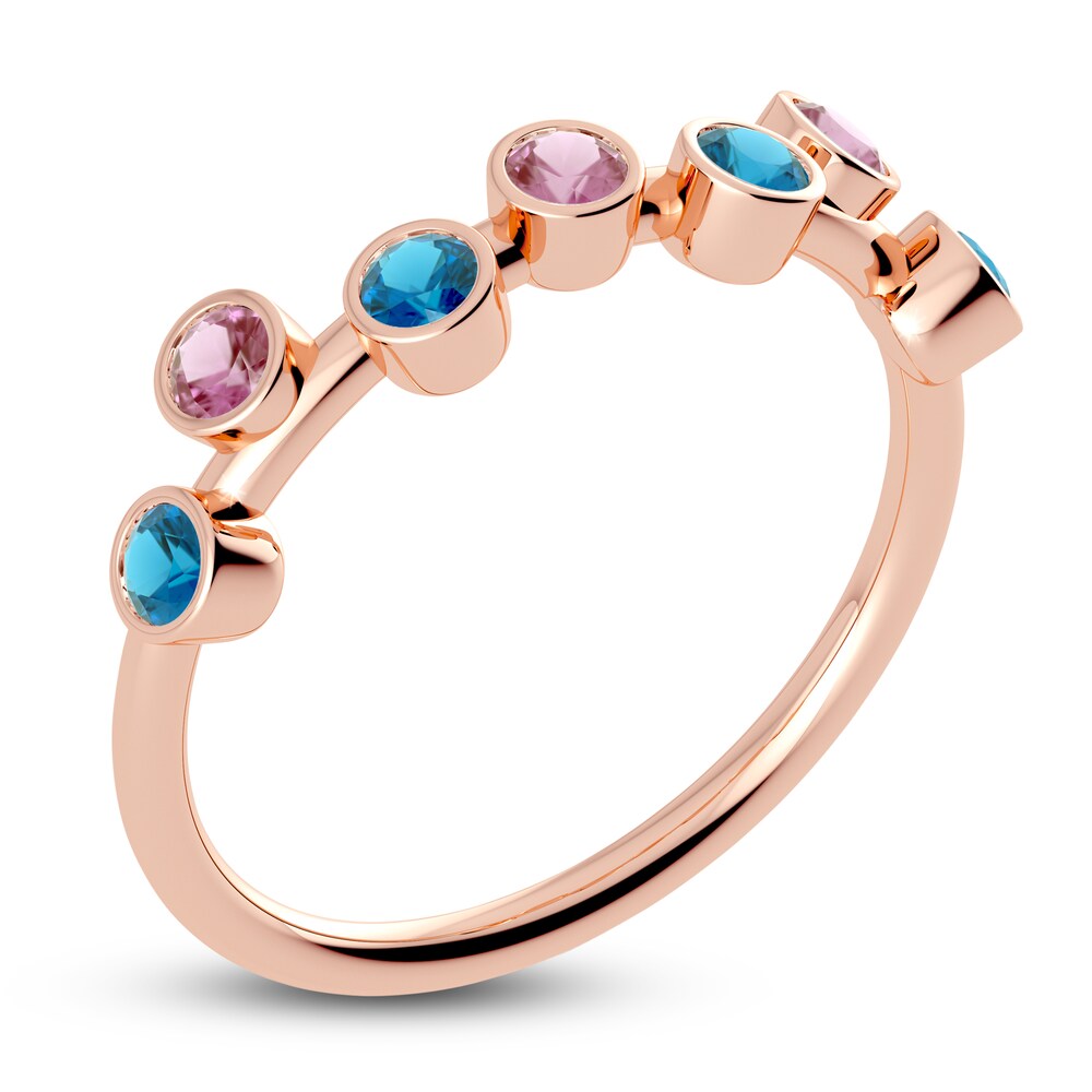 Juliette Maison Natural Pink Tourmaline & Natural Blue Zircon Ring 10K Rose Gold yg2hW403 Juliette Maison Natural Pink Tourmaline & Natural Blue Zircon Ring 10K Rose Gold yg2hW403