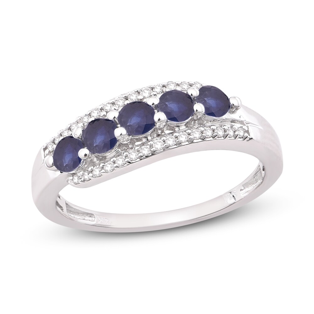 Natural Blue Sapphire Anniversary Ring 1/8 ct tw Diamonds 14K White Gold yobHQzz0 Natural Blue Sapphire Anniversary Ring 1/8 ct tw Diamonds 14K White Gold yobHQzz0