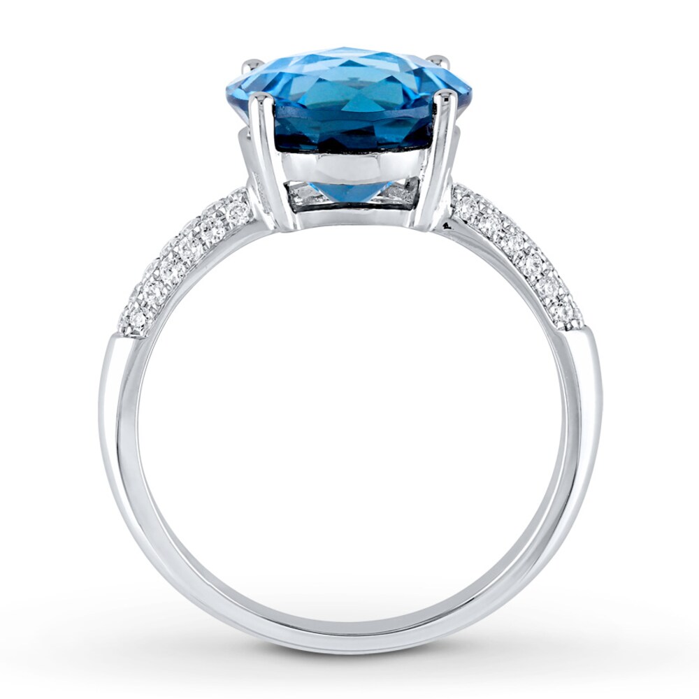 Dark Blue Topaz Ring 1/5 ct tw Diamonds 14K White Gold yzfyhTCN Dark Blue Topaz Ring 1/5 ct tw Diamonds 14K White Gold yzfyhTCN