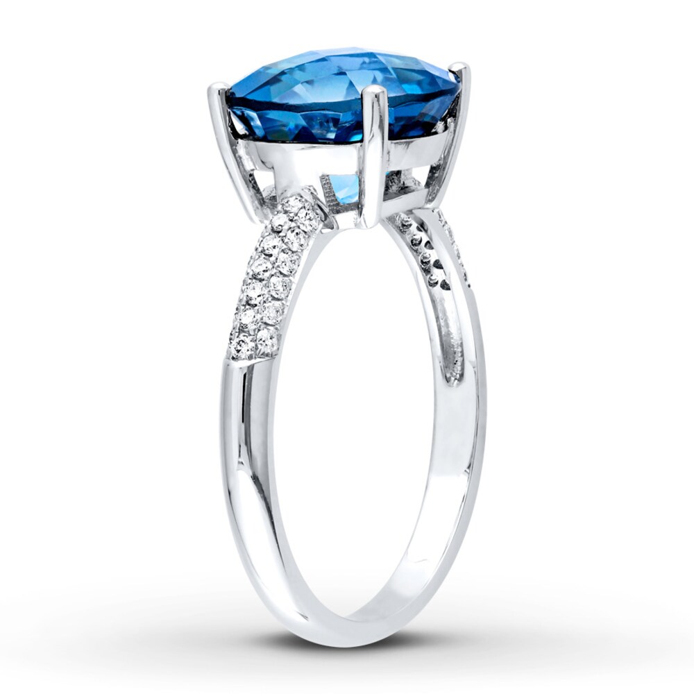 Dark Blue Topaz Ring 1/5 ct tw Diamonds 14K White Gold yzfyhTCN Dark Blue Topaz Ring 1/5 ct tw Diamonds 14K White Gold yzfyhTCN