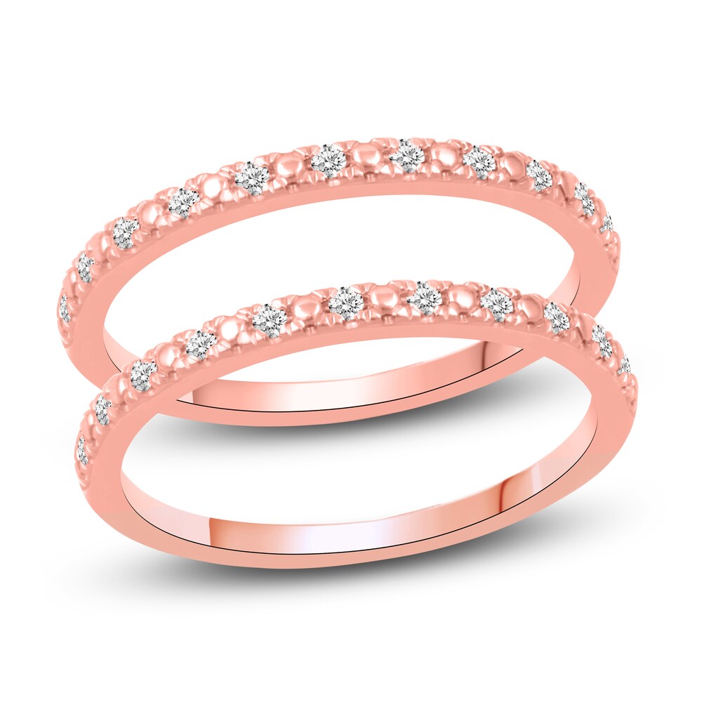 Diamond Double Wedding Band Set 1/8 ct tw 14K Rose Gold z00JGbTK Diamond Double Wedding Band Set 1/8 ct tw 14K Rose Gold z00JGbTK