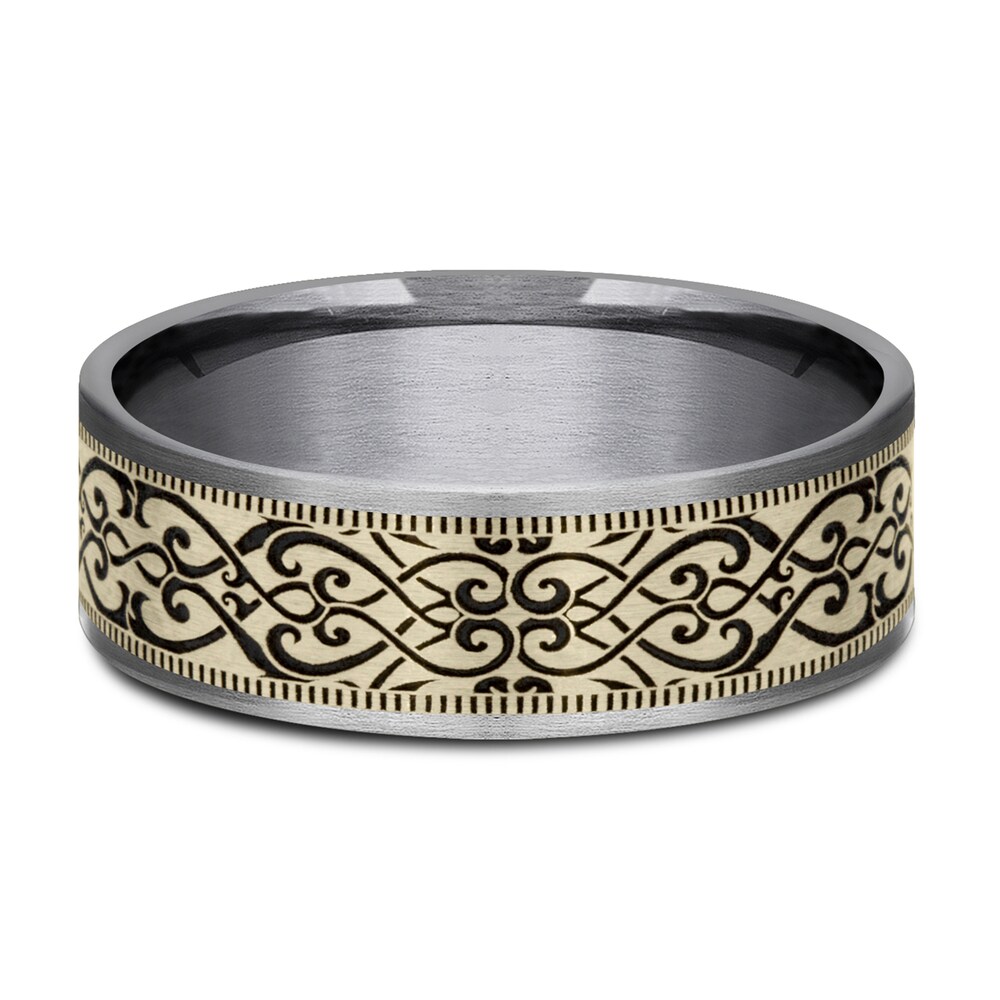 Men\'s Scroll Print Wedding Band Tantalum/14K Yellow Gold 7.5mm zBvUFXzt Men\'s Scroll Print Wedding Band Tantalum/14K Yellow Gold 7.5mm zBvUFXzt