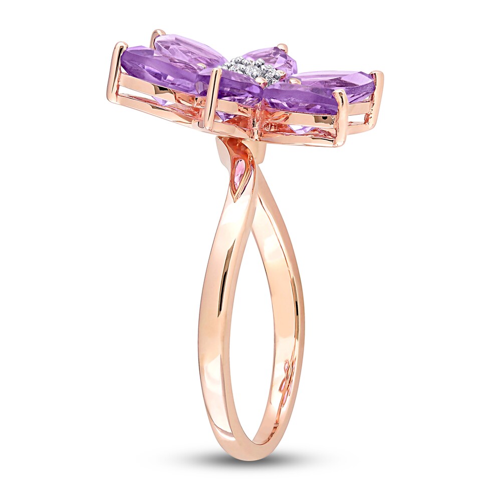 Natural Amethyst Ring 1/10 ct tw Diamonds 10K Rose Gold znnmnlpR Natural Amethyst Ring 1/10 ct tw Diamonds 10K Rose Gold znnmnlpR
