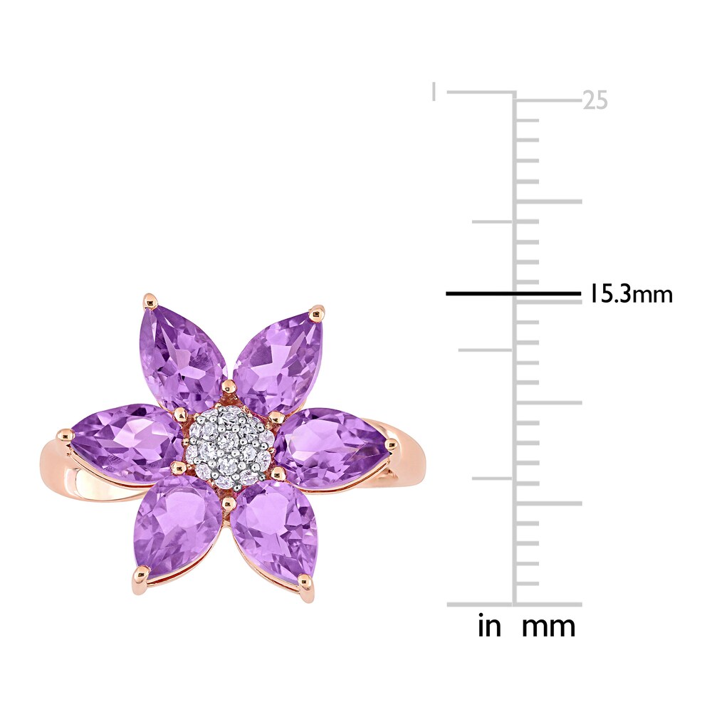 Natural Amethyst Ring 1/10 ct tw Diamonds 10K Rose Gold znnmnlpR Natural Amethyst Ring 1/10 ct tw Diamonds 10K Rose Gold znnmnlpR