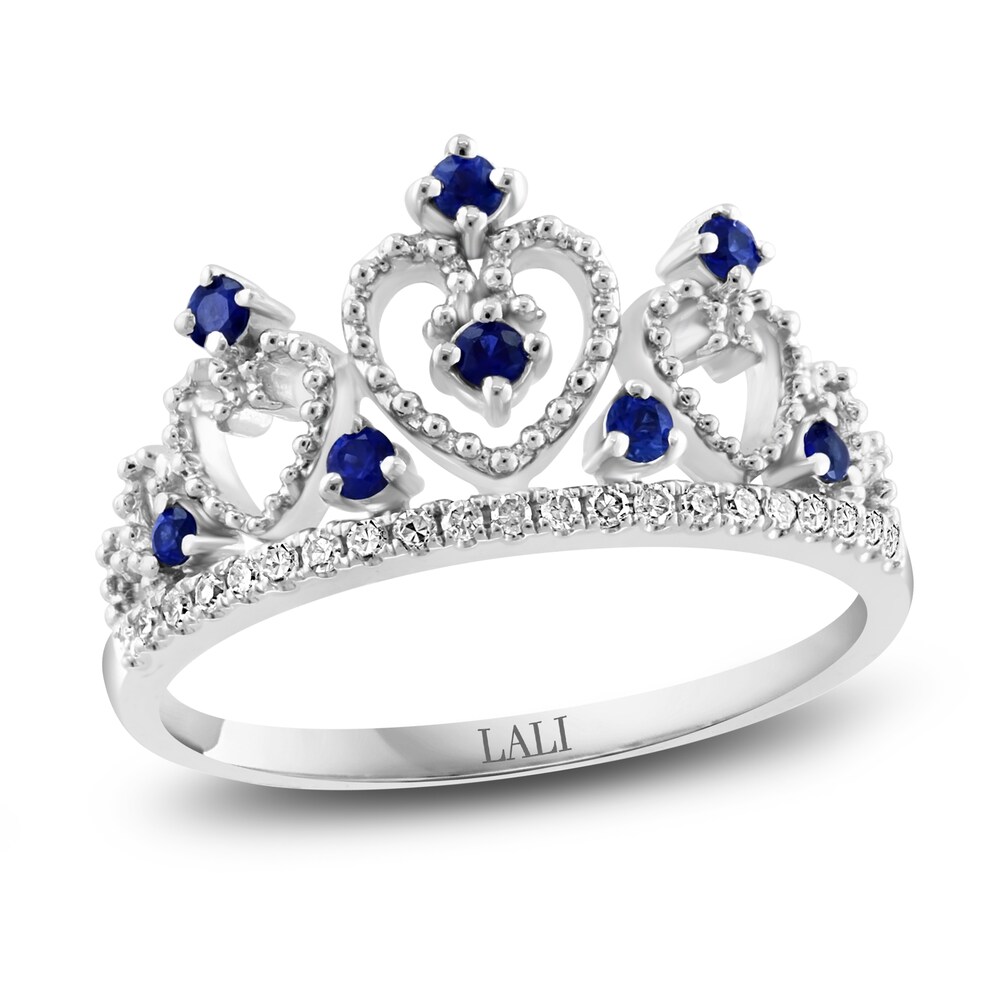 LALI Jewels Natural Blue Sapphire Crown Ring 1/10 ct wt Diamonds 14K White Gold zsWVFKjk LALI Jewels Natural Blue Sapphire Crown Ring 1/10 ct wt Diamonds 14K White Gold zsWVFKjk