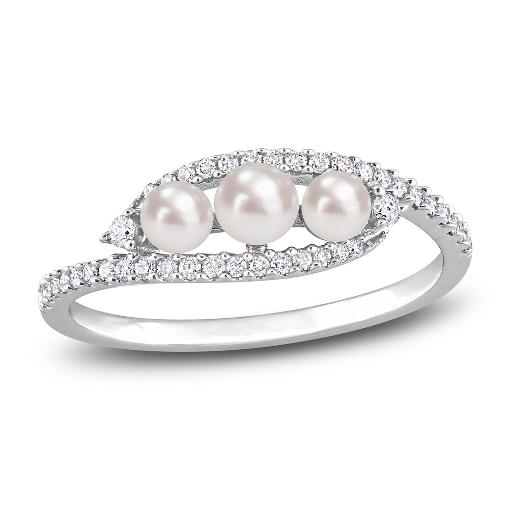 Cultured Freshwater Pearl Ring 1/5 ct tw Diamonds 14K White Gold zxOEI9ph Cultured Freshwater Pearl Ring 1/5 ct tw Diamonds 14K White Gold zxOEI9ph