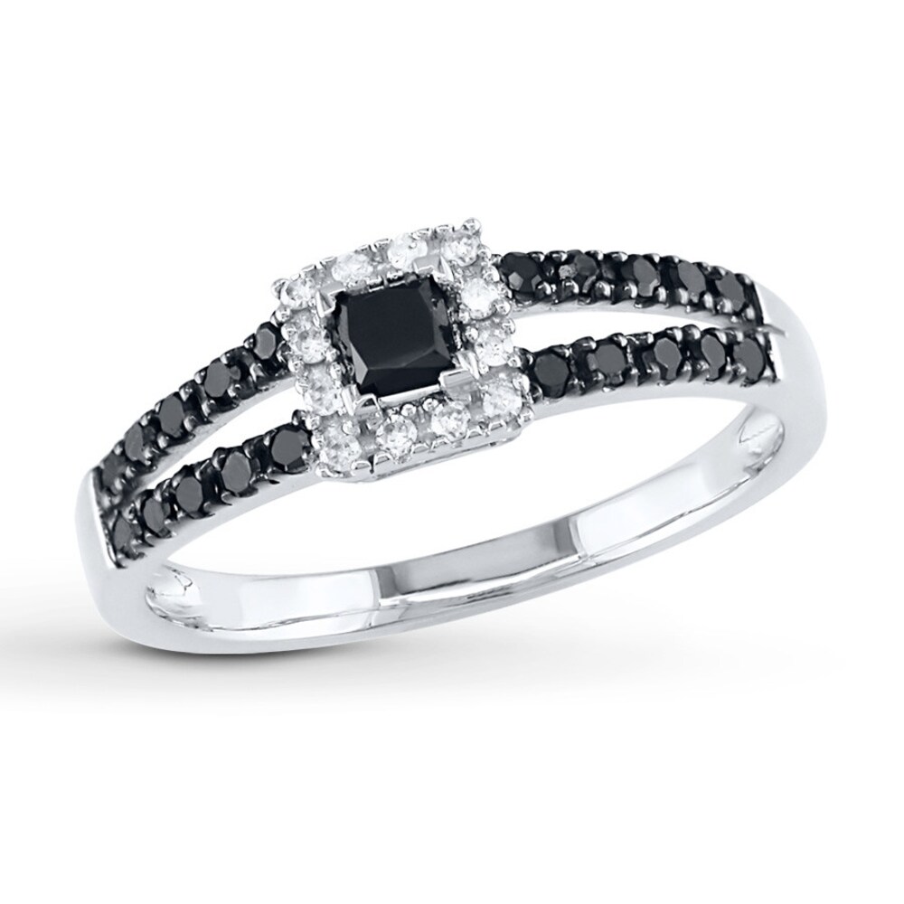 Black Diamond Ring 1/2 ct tw Princess-cut 10K White Gold zySsfP0F Black Diamond Ring 1/2 ct tw Princess-cut 10K White Gold zySsfP0F