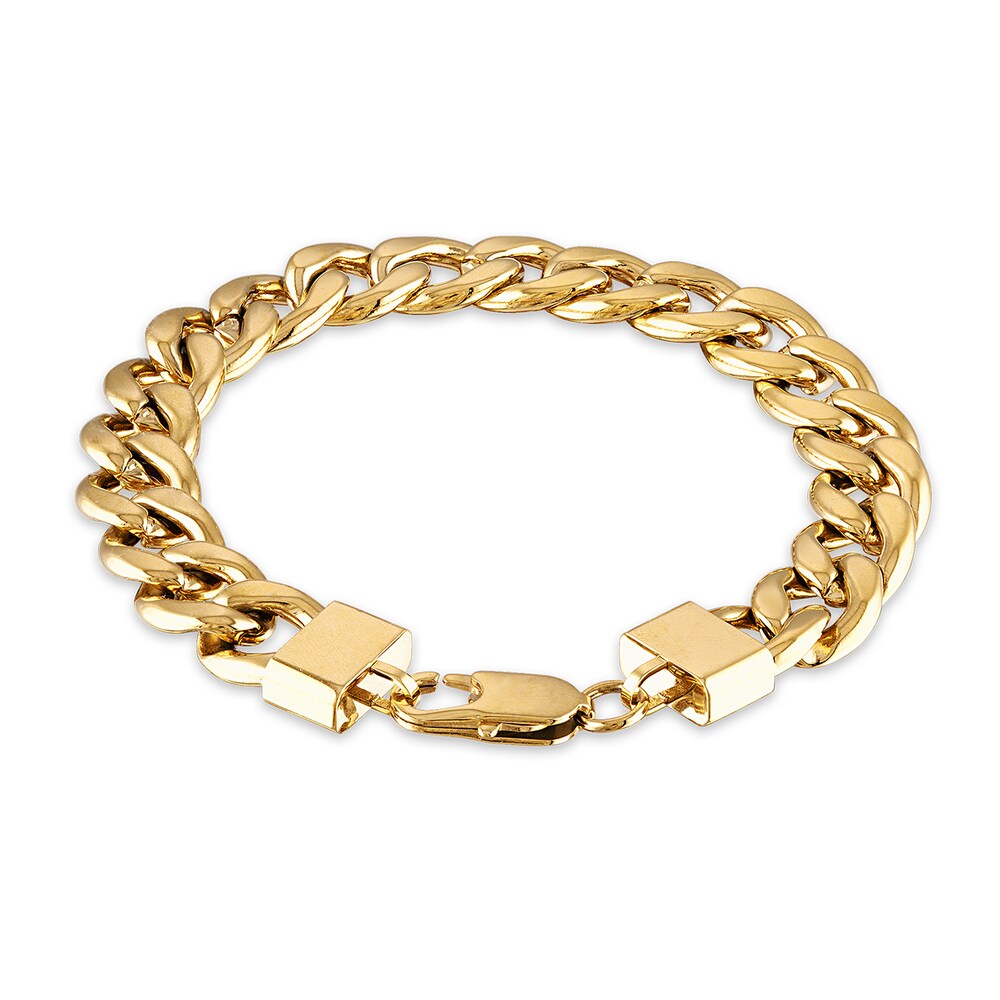 Men's Curb Chain Bracelet Gold Ion-Plated Stainless Steel 03ooV6OO Men's Curb Chain Bracelet Gold Ion-Plated Stainless Steel 03ooV6OO
