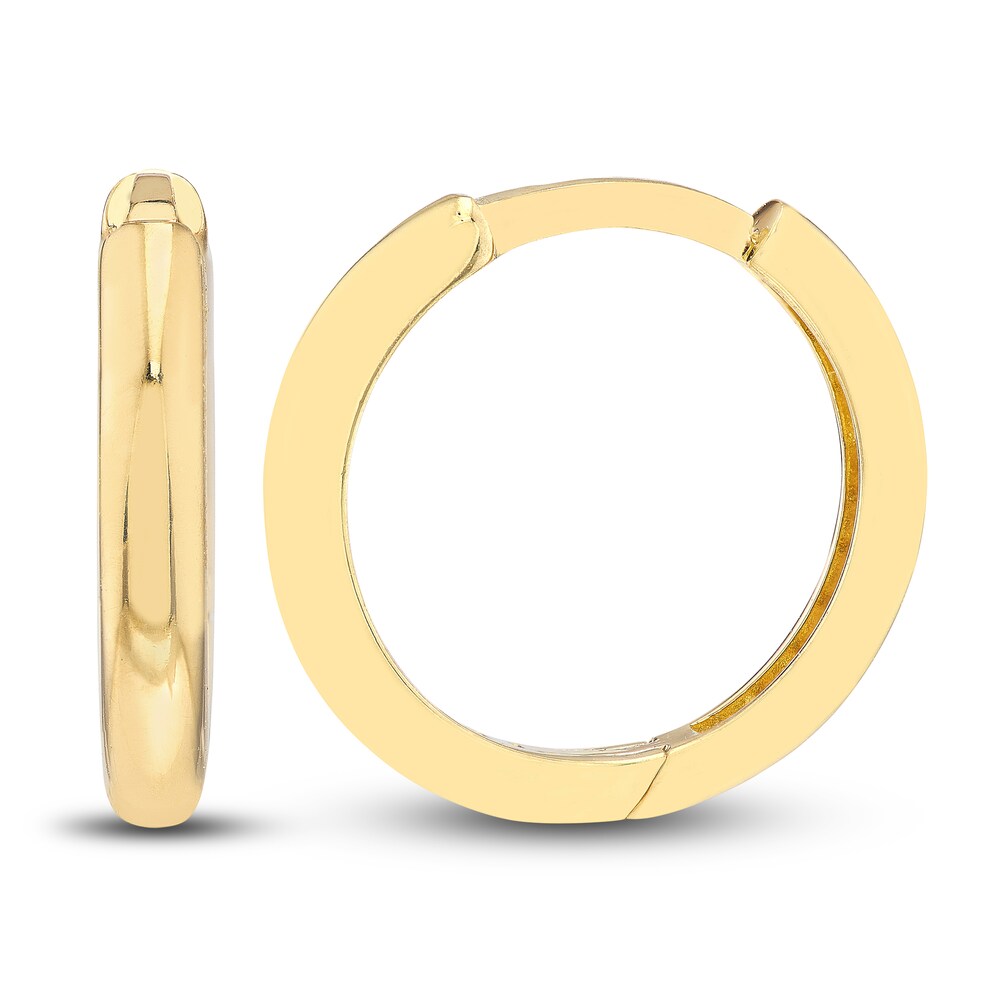Polished Round Huggie Earrings 14K Yellow Gold 13.1mm 04IGz6UK