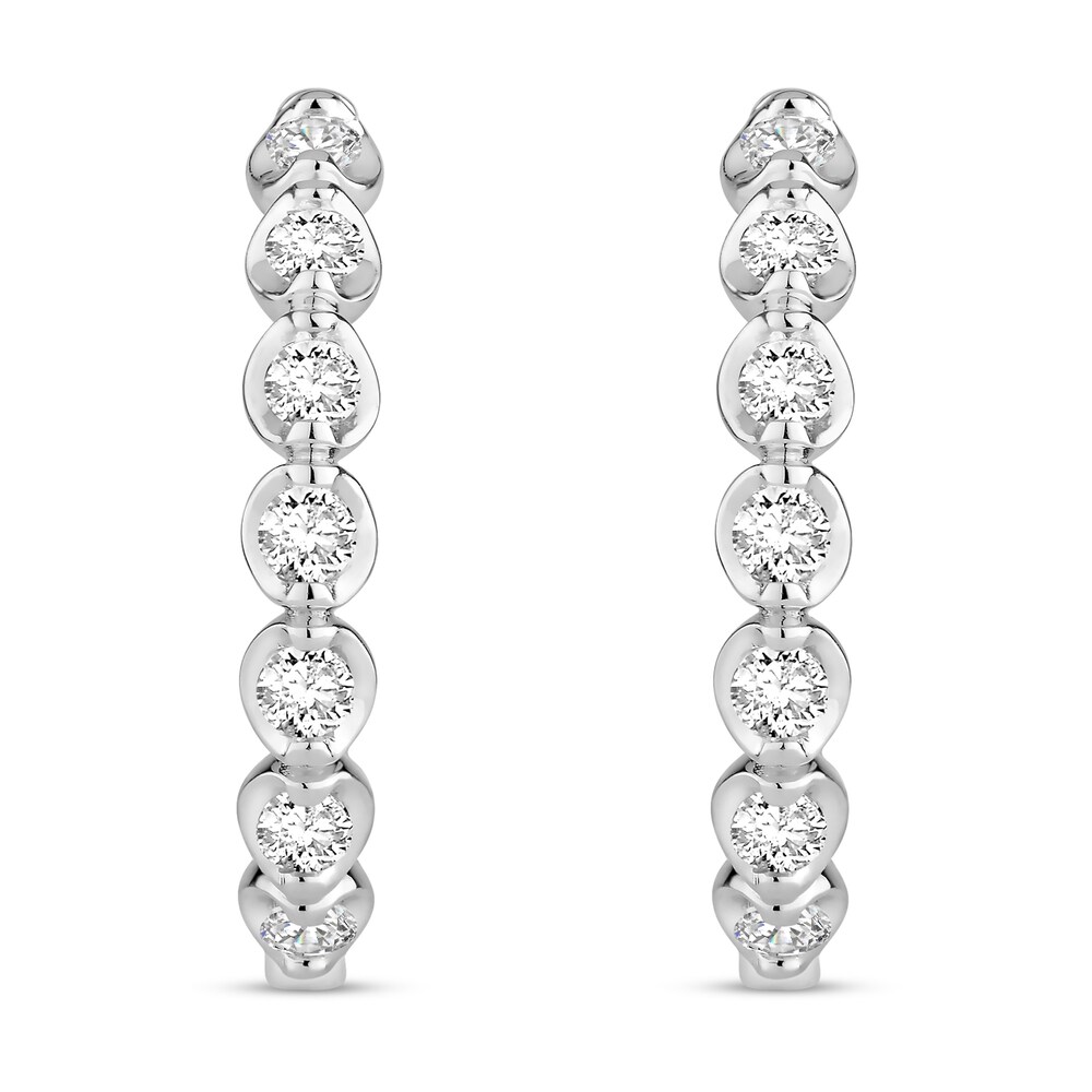 Diamond Hoop Earrings 1/2 ct tw Round 18K White Gold 0Az2uiiy