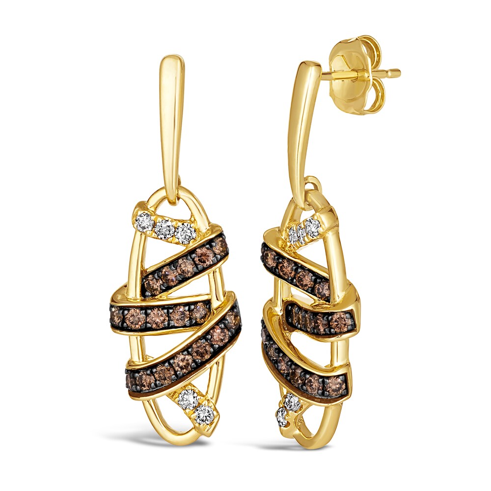 Le Vian Wrapped In Chocolate Diamond Dangle Earrings 3/4 ct tw Round 14K Honey Gold 0O876QCp Le Vian Wrapped In Chocolate Diamond Dangle Earrings 3/4 ct tw Round 14K Honey Gold 0O876QCp
