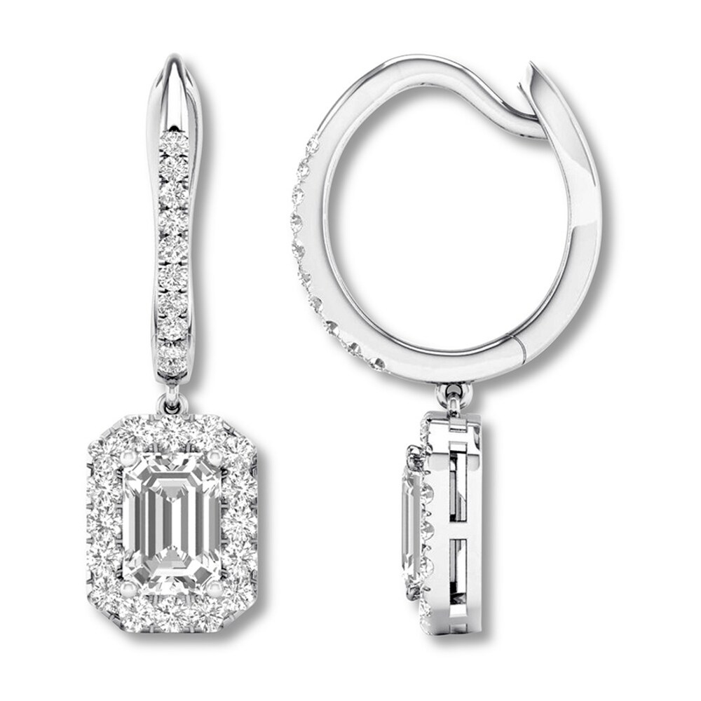 Diamond Dangle Earrings 1-1/2 ct tw 14K White Gold 0SG5zWp6