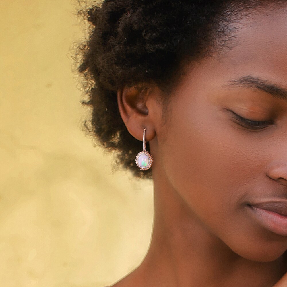 Natural Opal Earrings 1/4 ct tw Diamonds 14K Rose Gold 0bgmH2t3 Natural Opal Earrings 1/4 ct tw Diamonds 14K Rose Gold 0bgmH2t3