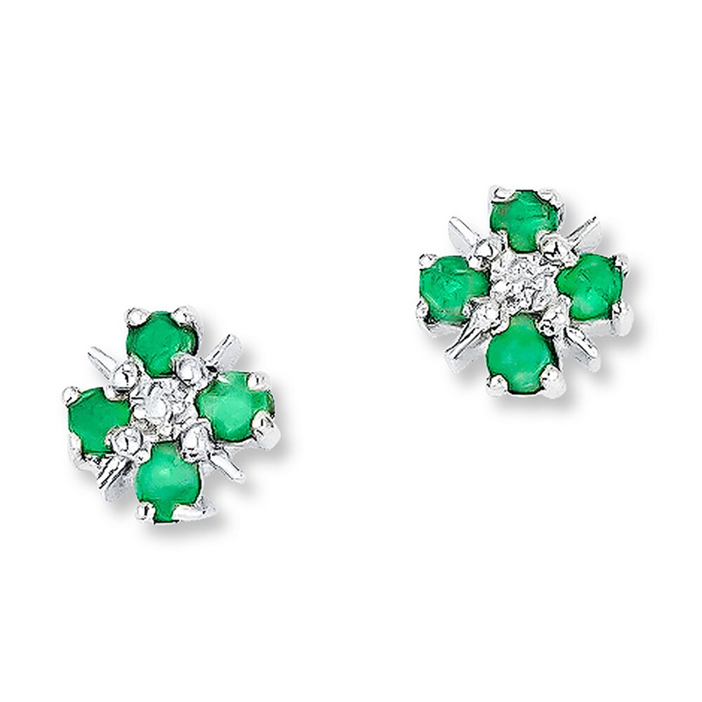 Natural Emerald Earrings Diamond Accents Sterling Silver 0creptT1 Natural Emerald Earrings Diamond Accents Sterling Silver 0creptT1