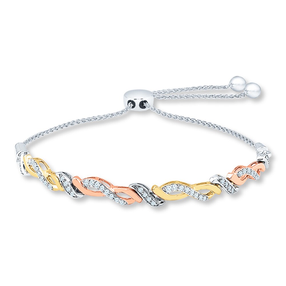 Wave Bolo Bracelet 1/2 ct tw Diamonds 10K Tri-Color Gold 0diZOi6J Wave Bolo Bracelet 1/2 ct tw Diamonds 10K Tri-Color Gold 0diZOi6J