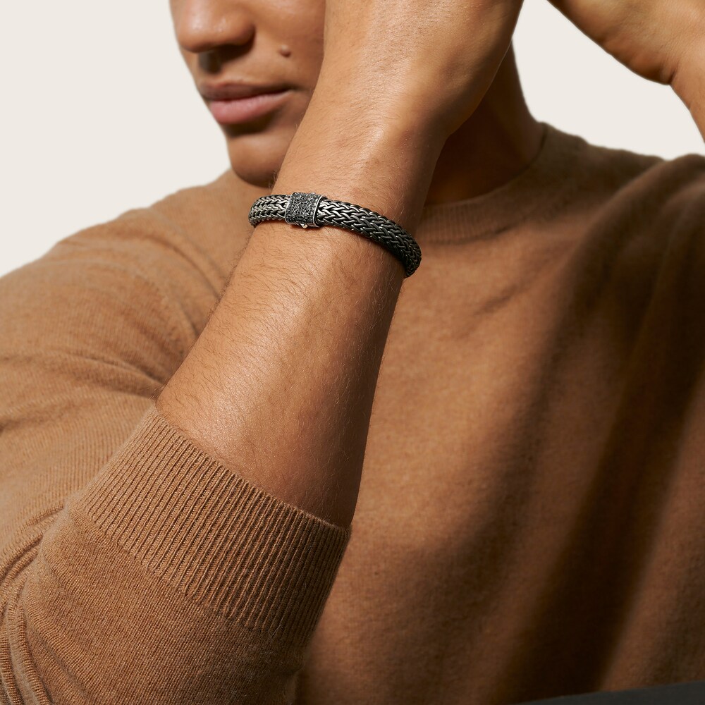 John Hardy Classic Chain 11MM Bracelet, Blackened Silver with Gemstone, Medium 0fIGAHUM John Hardy Classic Chain 11MM Bracelet, Blackened Silver with Gemstone, Medium 0fIGAHUM