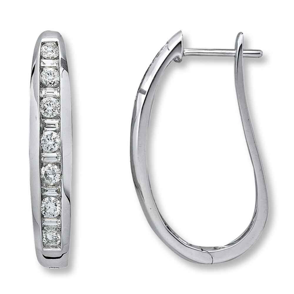 Diamond Hoop Earrings 1 ct tw Round/Baguette 14K White Gold 0fxVKOxY Diamond Hoop Earrings 1 ct tw Round/Baguette 14K White Gold 0fxVKOxY