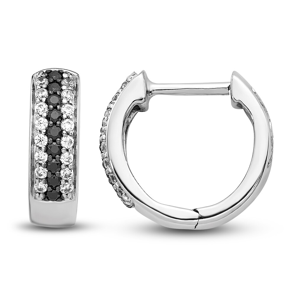White & Black Diamond Huggie Earrings 1/4 ct tw Round 14K White Gold 0mYvE2bN White & Black Diamond Huggie Earrings 1/4 ct tw Round 14K White Gold 0mYvE2bN
