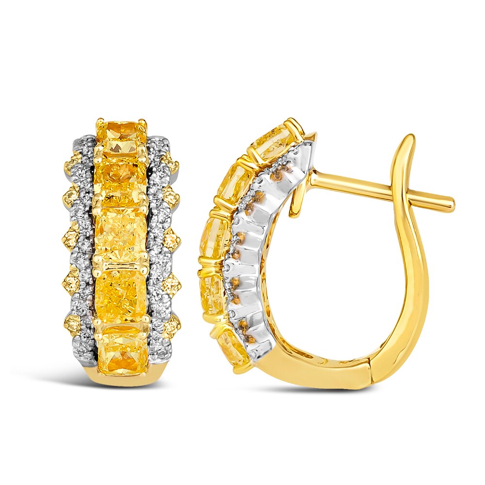 Le Vian Sunny Yellow Diamond Hoop Earrings 2 ct tw Round/Cushion 14K Two-Tone Gold 0qFyzsGQ