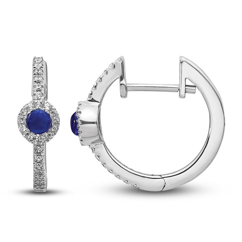 Natural Blue Sapphire Hoop Earrings 1/5 ct tw Diamonds 14K White Gold 0rWhDl5v Natural Blue Sapphire Hoop Earrings 1/5 ct tw Diamonds 14K White Gold 0rWhDl5v