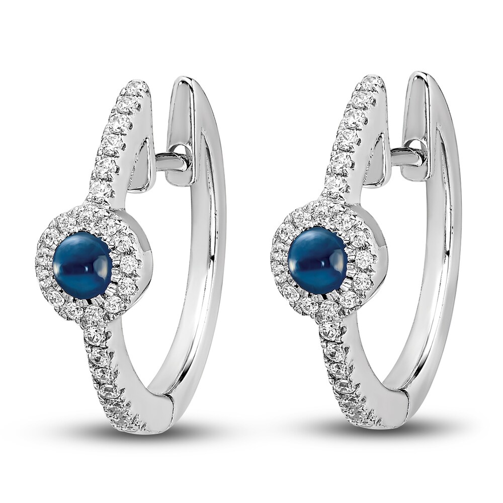Natural Blue Sapphire Hoop Earrings 1/5 ct tw Diamonds 14K White Gold 0rWhDl5v Natural Blue Sapphire Hoop Earrings 1/5 ct tw Diamonds 14K White Gold 0rWhDl5v