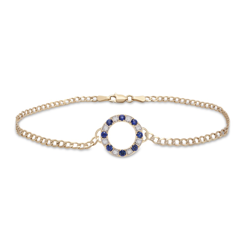 Lab-Created Blue Sapphire Anklet 1/20 ct tw Diamonds 10K Yellow Gold 0zmNY0vn Lab-Created Blue Sapphire Anklet 1/20 ct tw Diamonds 10K Yellow Gold 0zmNY0vn