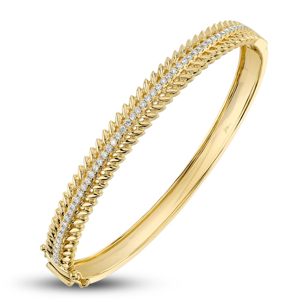 Shy Creation Diamond Leaf Bangle Bracelet 1/2 ct tw Round 14K Yellow Gold SC55023200ZS 11YhKtlu Shy Creation Diamond Leaf Bangle Bracelet 1/2 ct tw Round 14K Yellow Gold SC55023200ZS 11YhKtlu