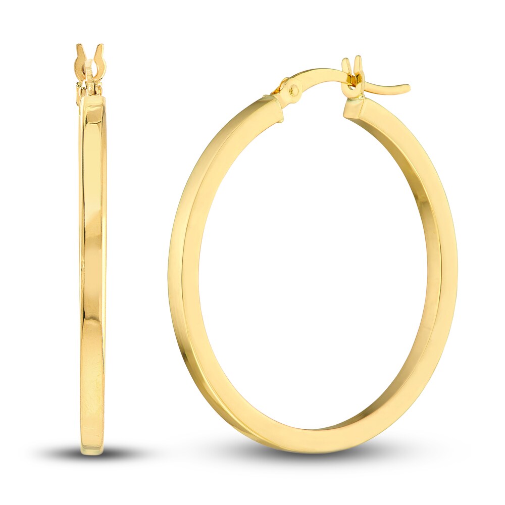 Polished Square Hoop Earrings 14K Yellow Gold 30mm 14HFJnTV Polished Square Hoop Earrings 14K Yellow Gold 30mm 14HFJnTV