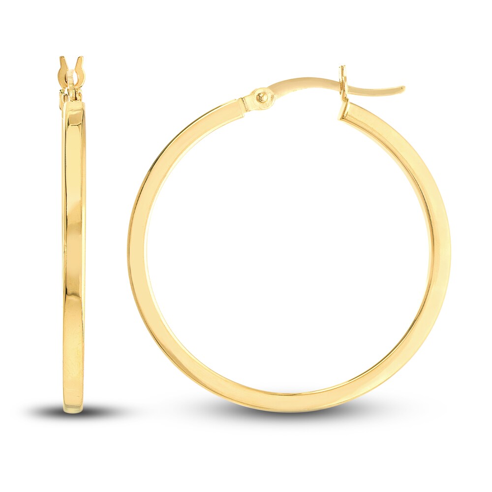 Polished Square Hoop Earrings 14K Yellow Gold 30mm 14HFJnTV Polished Square Hoop Earrings 14K Yellow Gold 30mm 14HFJnTV