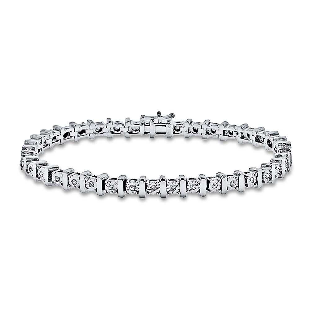 Diamond Bracelet 1/2 ct tw Round-cut Sterling Silver 16FL90es