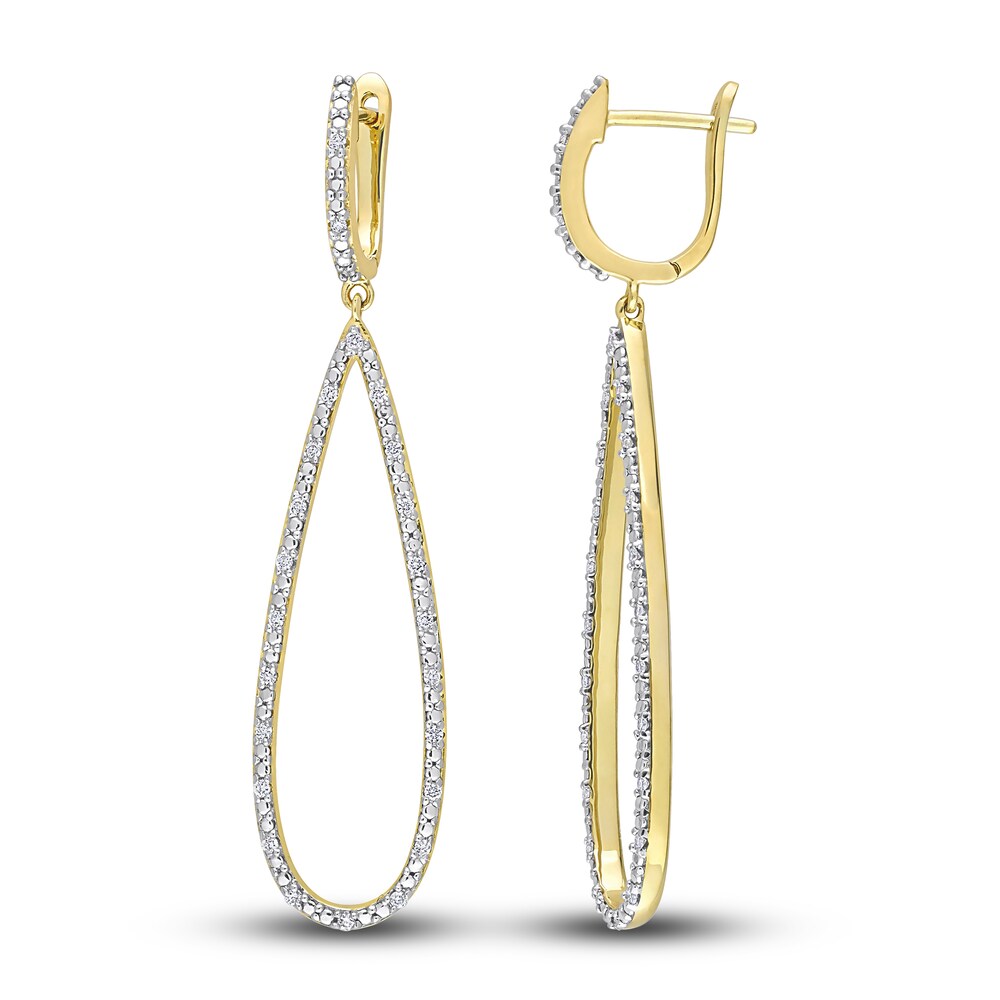 Diamond Drop Hoop Earrings 1/4 ct tw Round 10K Yellow Gold 18l3druC Diamond Drop Hoop Earrings 1/4 ct tw Round 10K Yellow Gold 18l3druC