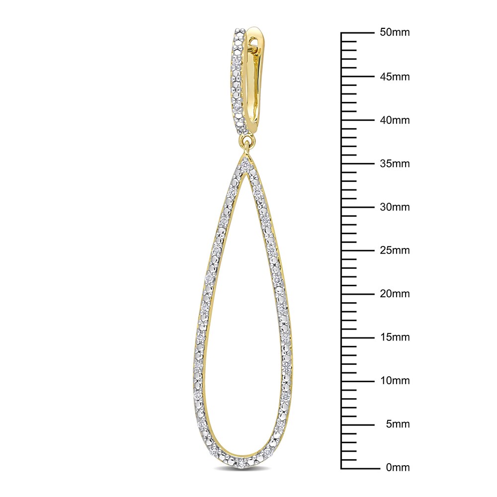 Diamond Drop Hoop Earrings 1/4 ct tw Round 10K Yellow Gold 18l3druC Diamond Drop Hoop Earrings 1/4 ct tw Round 10K Yellow Gold 18l3druC