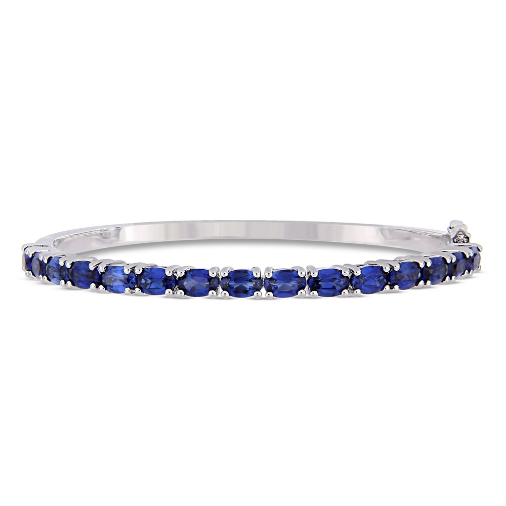 Lab-Created Blue Sapphire Bracelet Oval-cut Sterling Silver 19CyXBdG Lab-Created Blue Sapphire Bracelet Oval-cut Sterling Silver 19CyXBdG