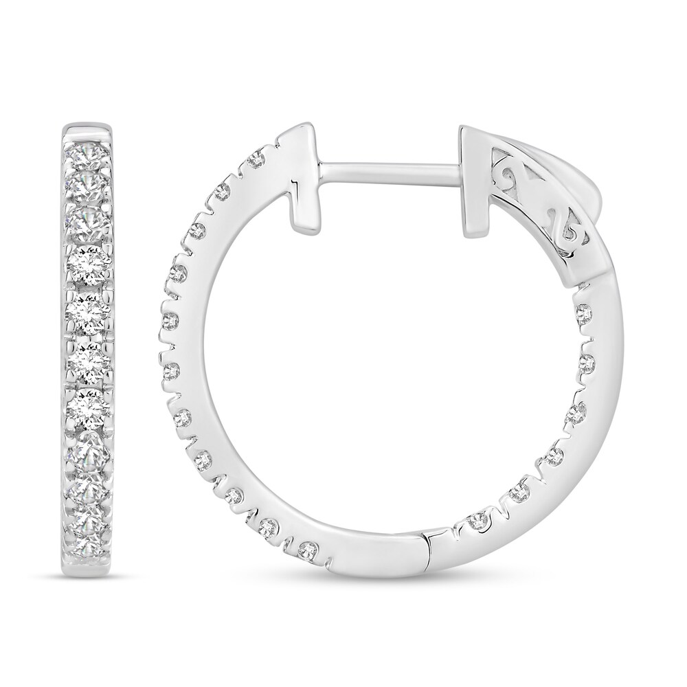 Diamond Hoop Earrings 1 ct tw Round 18K White Gold 1GSKIAjT