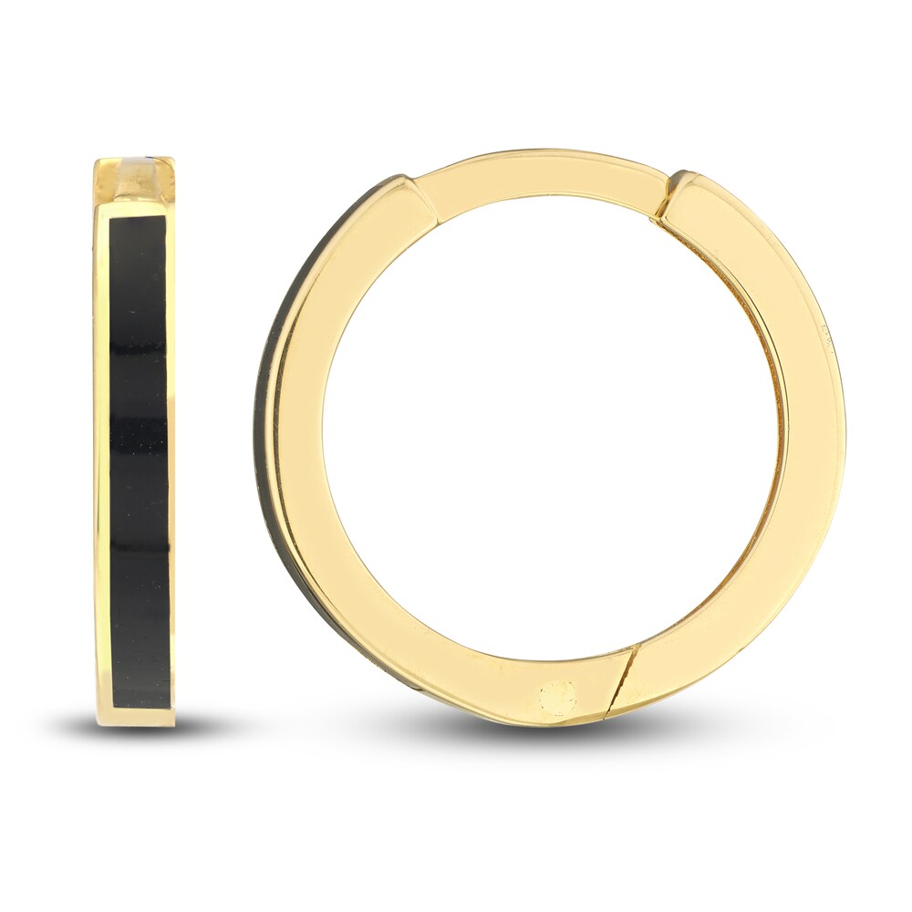Huggie Earrings Black Enamel 14K Yellow Gold 1KKxKfZz Huggie Earrings Black Enamel 14K Yellow Gold 1KKxKfZz