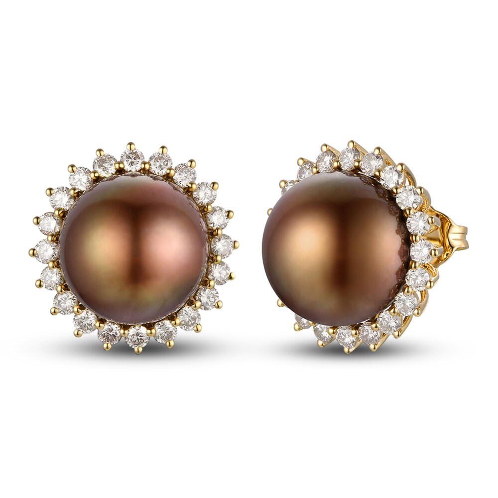 Le Vian Cultured Chocolate Pearl Earrings 7/8 ct tw Diamonds 14K Honey Gold 1Pa2rSAC Le Vian Cultured Chocolate Pearl Earrings 7/8 ct tw Diamonds 14K Honey Gold 1Pa2rSAC