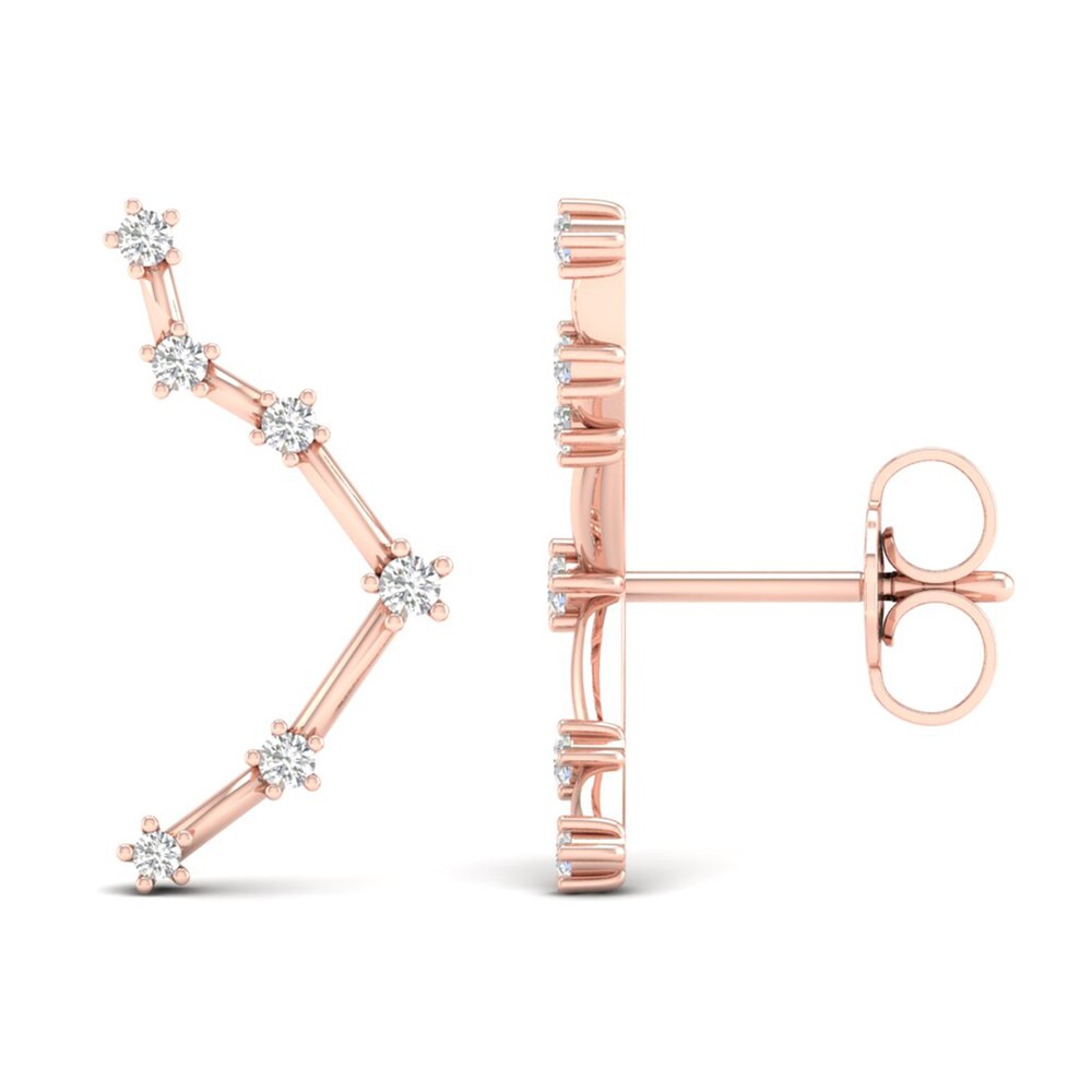 Diamond Libra Constellation Earrings 1/8 ct tw Round 14K Rose Gold 1QdBzkJo
