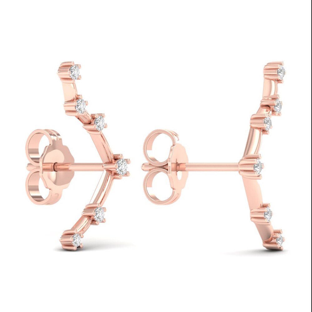 Diamond Libra Constellation Earrings 1/8 ct tw Round 14K Rose Gold 1QdBzkJo