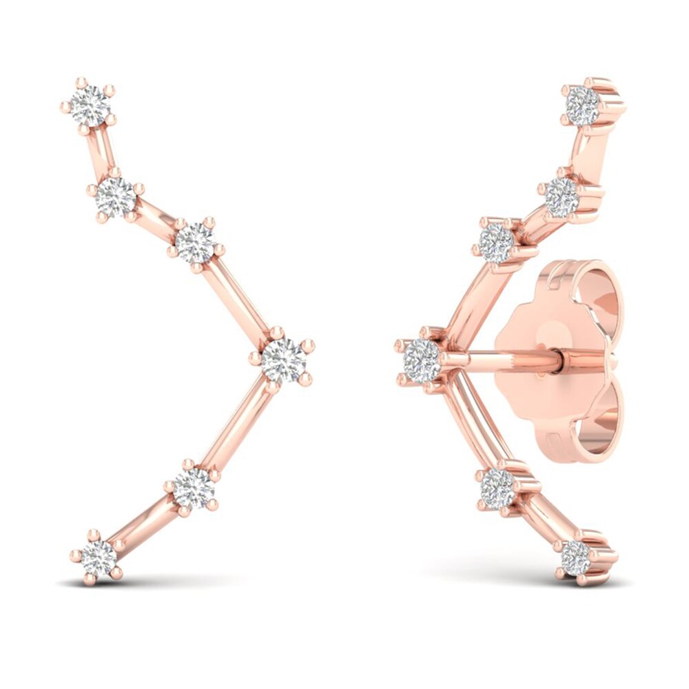 Diamond Libra Constellation Earrings 1/8 ct tw Round 14K Rose Gold 1QdBzkJo