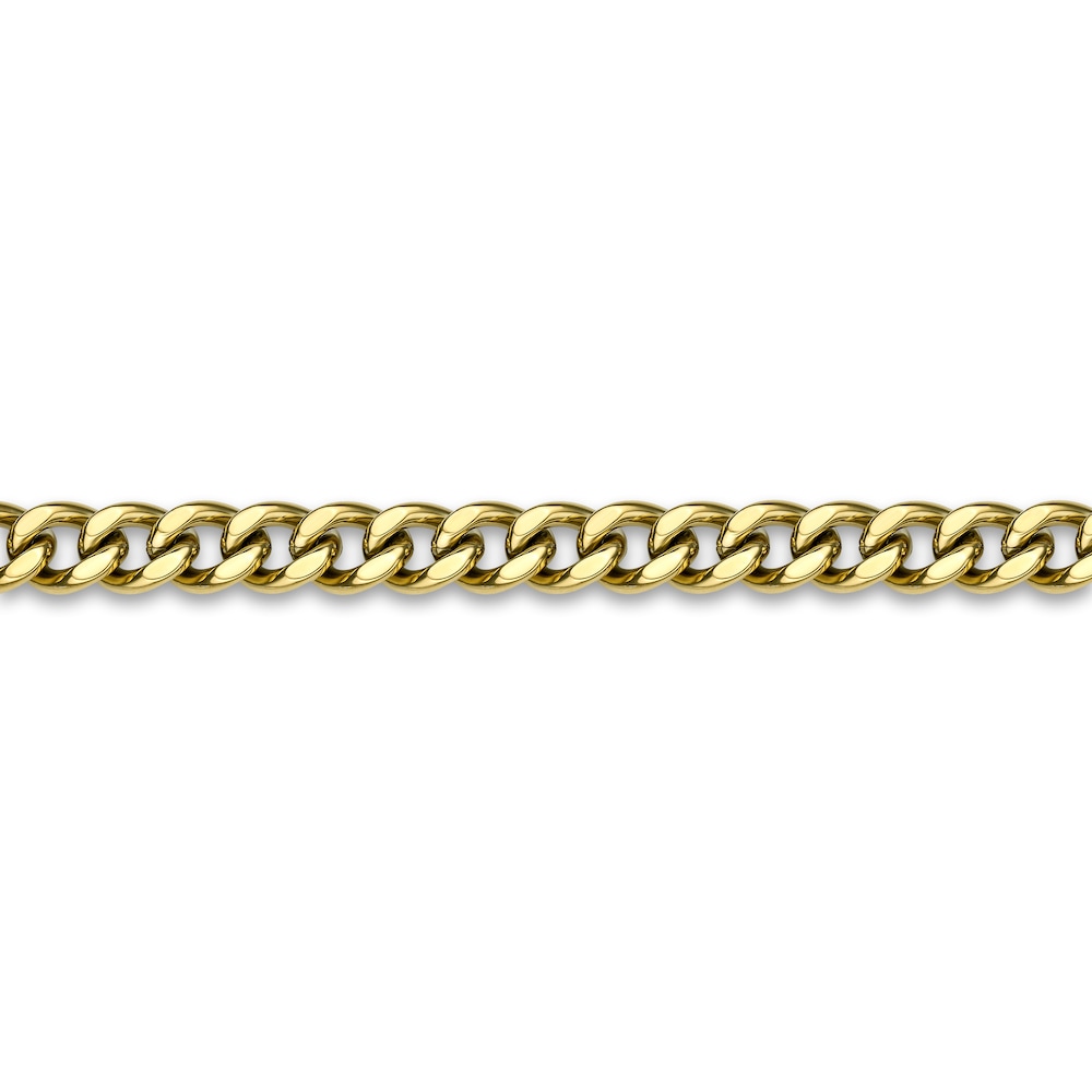 Men\'s Cross Chain Necklace/Bracelet Set Gold Ion-Plated Stainless Steel 1a9DIBIm