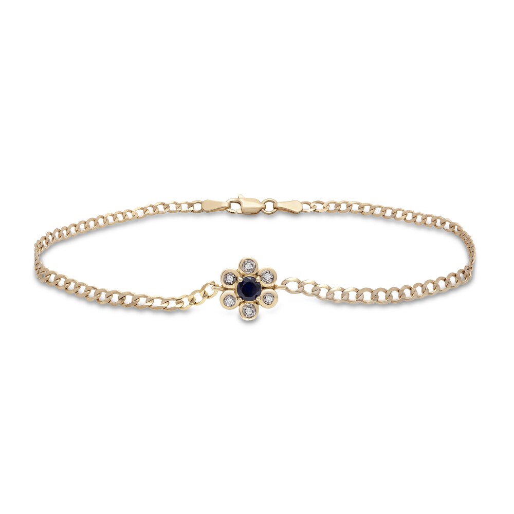 Lab-Created Blue Sapphire Anklet 1/20 ct tw Diamonds 10K Yellow Gold 1cLEYRTI Lab-Created Blue Sapphire Anklet 1/20 ct tw Diamonds 10K Yellow Gold 1cLEYRTI
