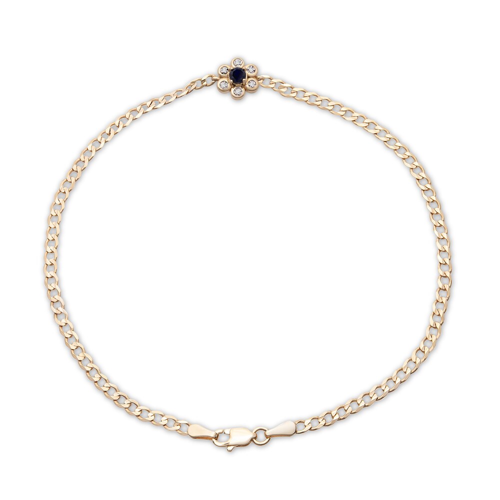 Lab-Created Blue Sapphire Anklet 1/20 ct tw Diamonds 10K Yellow Gold 1cLEYRTI Lab-Created Blue Sapphire Anklet 1/20 ct tw Diamonds 10K Yellow Gold 1cLEYRTI