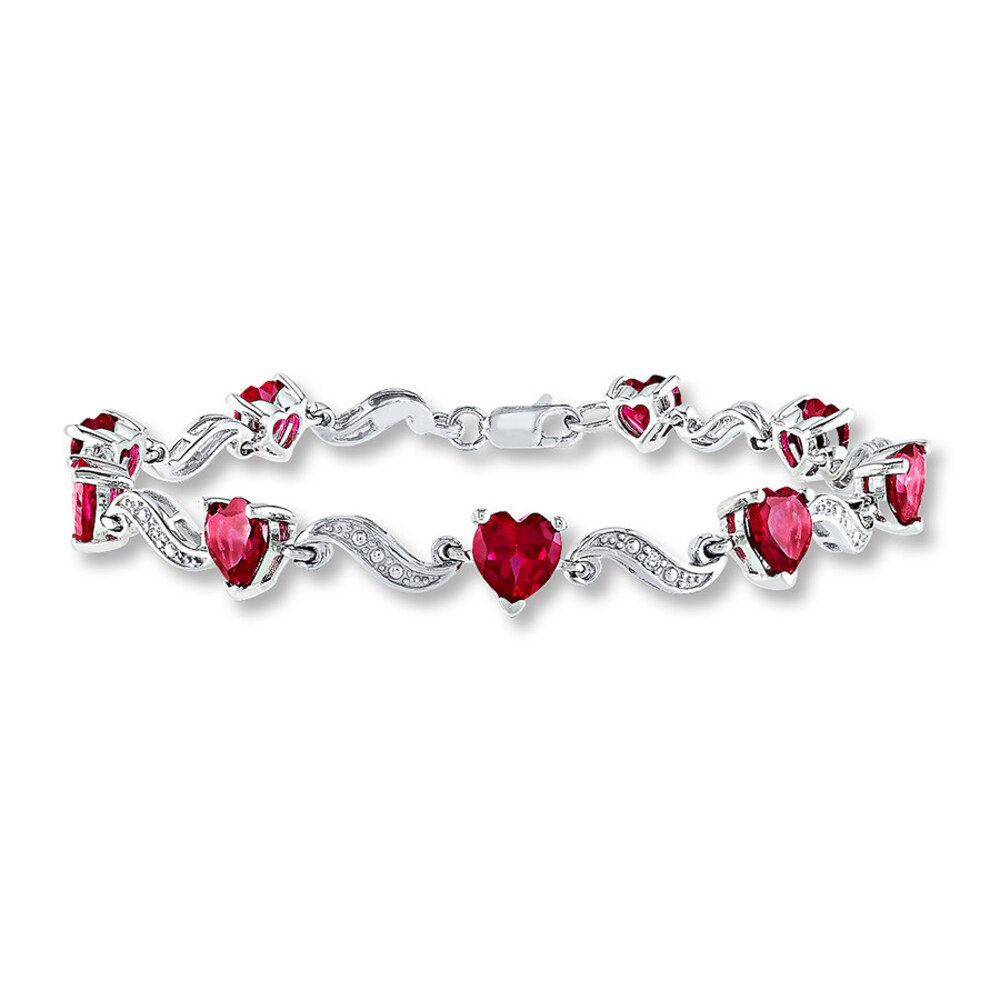 Heart Bracelet Lab-Created Rubies Sterling Silver 1h4yKcfi Heart Bracelet Lab-Created Rubies Sterling Silver 1h4yKcfi