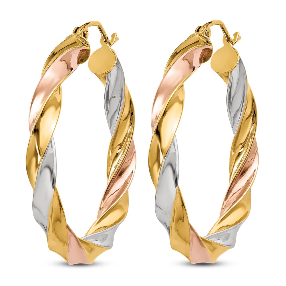 Twisted Hoop Earrings 14K Tri-Tone Gold 1i6CjS6j Twisted Hoop Earrings 14K Tri-Tone Gold 1i6CjS6j