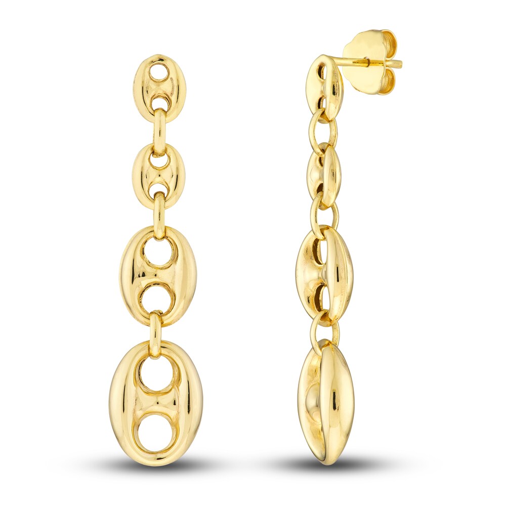 Puffy Mariner Chain Drop Earrings 14K Yellow Gold 1iRAbrow Puffy Mariner Chain Drop Earrings 14K Yellow Gold 1iRAbrow