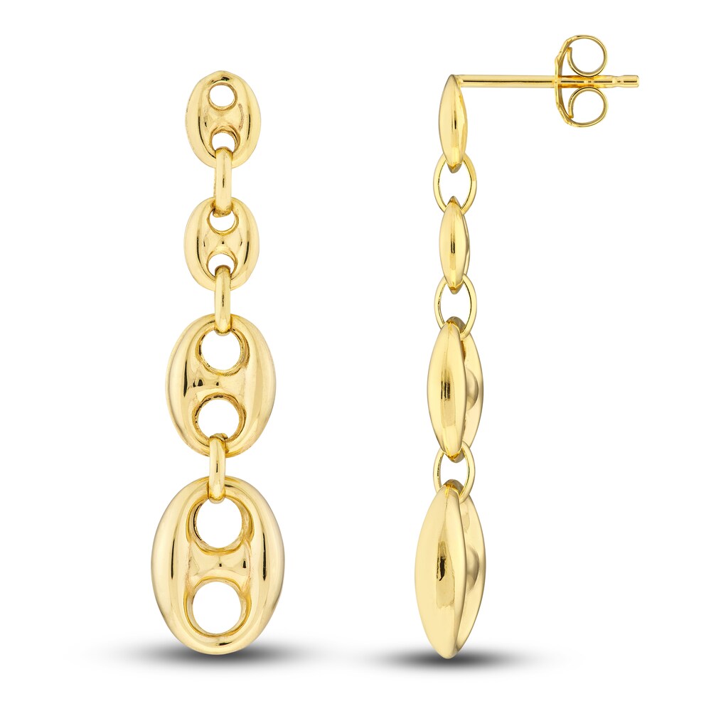 Puffy Mariner Chain Drop Earrings 14K Yellow Gold 1iRAbrow Puffy Mariner Chain Drop Earrings 14K Yellow Gold 1iRAbrow